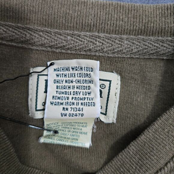 L.L. Bean Men S Reg Olive Green Long Sleeve V Neck Pullover Shirt Work Casual - Picture 6 of 9